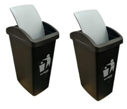Cello Plastic Garbage Swing-Lid Dustbin 48 Ltr, Grey/Grey (Combo)
