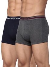 Levi’S Men’S Cotton Trunk (Pack Of 2) (#003-Trunk-Dk Gmel/Navy-P2_Grey/Navy_M_Dk. Grey Melange,Navy_M)