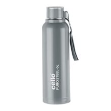 Cello Puro Steel-X Benz 900 PU Insulated Water Bottle 650 ml, Grey | BPA Free, Leakproof, ISI Certified |Hot & Cold Bottle for Gym, Office, College, Travel, Camping, Indoor & Outdoor Sports & Yoga