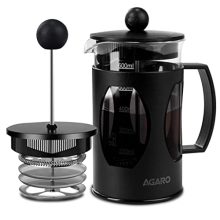Agaro Elite French Press Coffee And Tea Maker, Borosilicate Glass Body With Sleeves, Glass Carafe, Bpa Free Plastic Lid Strainer, 600Ml