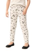 Amazon Brand – Symbol Kids Girls Stretchable Cotton Ribbed Non-Transparent Regular Fit Ankle Length Leggings (KD-LGG-SS25-146 (2-14 yrs)_Off White-AOP_6-8 Years)