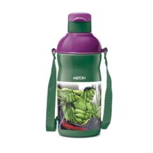 Milton Marvel Kool Elite 400 Insulated Water Bottle for School Kids I Food Grade, Leak Proof Flip Top Lid, Easy to Carry Loop, Insulated Thermo Sipper Bottle for Kids, 426 ml, Dark Green (Hulk Print)