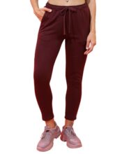 Tokyo Talkies Women Burgundy Solid Slim-Fit Track Pants