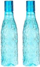 Floraware Food Grade Premium Plastic Fridge Mosaic Water Bottle, BPA Free | 100% Leak Proof | Office Bottle | Gym Bottle | Home | Kitchen | Travel Bottle Drinking Bottle, 1000ml Pack of 2, Blue