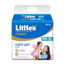 Little’s Premium Baby Diapers XXL Size | Pants Style | 15-25 kg | 22 Count – Pack of 1 | FluffySoft Baby Diaper with Leakage Guard, Wetness Indicator & 12 Hours Absorption