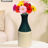Pure Source India Porcelain Flower Vase (8 Inch) (Green) (Without Flower)