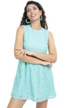 Tokyo Talkies Teal Green Floral Lace Mini Dress