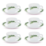 Larah by BOROSIL Crescent Opalware Cup and Saucer Set of 12 pcs | Tea/Coffee Cups 140 ml | Microwave & Dishwasher Safe | Bone-Ash Free | Crockery Set Ideal for Daily Use & Gifting, White