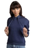 Tokyo TALKIES Women Relaxed Full Sleeve Hooded Sweatshirt TTSS001247 Blue M