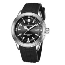 London Fog Duke Collection Analog Quartz Watch for Men with Black Dial and Black Silicone Strap, Round Metal Case, Date Display, Luminous Hands & Hour Markers – LFM10005-02