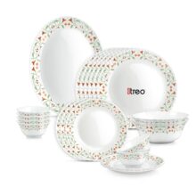 Treo by Milton Opalware Aurelia Meena Dinner Set of 21 | Serving for 6 | Microwave & Dishwasher Safe | Bone-Ash Free | Tempered Toughness | Plates & Bowls | Crockery Set for Dining & Gifting