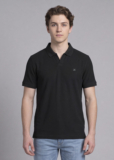 KILLER Self Design Men Polo Neck Black T-Shirt