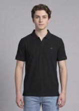 KILLER Self Design Men Polo Neck Black T-Shirt