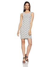 Harpa Women’s Cotton Body Con Dress (GR2425_White and Black_S)