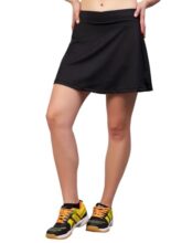 Vector X Women Girl Solid A-line Stretchy High Waist Skirt/Pleated Skirt/Tennis Racket Skirt/Mini Flared Skater Skirt for Effortless Athletic Style (Black)