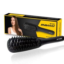 Ant Esports Hsb2222 Hair Straightener Brush, Fast Heating Straightening Comb With Anti Scald & On-Off Safe, Portable Travel Flat Iron Brush, Frizz-Free Hair Care Silky Straight Heated – Black