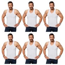 Amul Comfy Men’s Vest | 100% Cotton Single Jersey Fabric | U Neck Sleeveless Innerwear | Ultra Soft Hand Feel | Seamless Body | Superior Comfort | Color may vary | (Pack of 6)