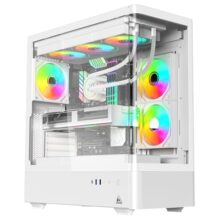 TAG Gamerz Aurora Mid-Tower Gaming Cabinet | Curved Tempered Glass Front & Side Panels | 6X ARGB Infinity Mirror Fans | ATX/M-ATX/ITX | 360mm Radiator Support | USB Type-C 3.2 Gen2 | White