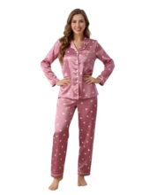 Jade & Julie- Women Floral Printed Nightsuit Sets Full Sleeve Shirt and Full Payjama-M