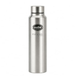 CELLO Crysta Stainless Steel Water Bottle for Daily Use 1000ml Silver | Single Wall Freezer & Fridge Safe, Rustproof & Leak Proof Lightweight Easy to Carry Steel Water Bottle for Office Travel and Gym