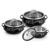 CELLO Glitter Casserole with Inner Steel | Insulated Stainless Steel Inner Body Casserole Set for Meal| Chapati| Curry| Roti, 3 Unit, Black, 300 Milliliter