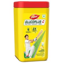 Dabur Glucoplus C Instant Powder Energy Glucose (Lemon Flavour) – 400gm | Replenishes Energy with 6 Added Vitamins and Minerals | 20% More Glucose In Every Sip | Vitamin C and Zinc Helps Boost Immunity | Calcium, Phosphorus and Vitamin K Support Bone Health