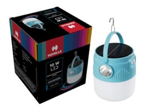 Havells Solar Lighthouse NXT 10W| 360° Light Distribution| 4000 mAh Lithium-Ion Rechargeable Battery| 2 Light Modes| Torch – Usage up to 7 Hours Multi-Function Canopy Light for Camping & Marketplace