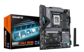 GIGABYTE B860 Eagle WIFI6E ATX Motherboard – LGA 1851, DDR5 9066MHz (OC), Triple M.2, PCIe 5.0, Wi-Fi 6E, Bluetooth 5.3, 2.5GbE LAN, USB 3.2 Gen2x2