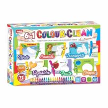 Ankit Toys & Games 6 In 1 Color & Clean Learning Cards | Reusable Flash Cards, Oil Pastels Colors & Duster | Brain Boosting Game For Toddlers | Set Of 72 Cards In A Box For Age 3 Years & Above