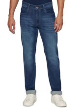 Peter England Men’s Classic Tapered Stretchable Twill Jeans Medium Blue | Rise Style: Mid Rise