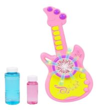 HOMOZE Rechargeable Bubble Guitar Toy for Kids | Electric Automatic Bubble Machine Musical Guitar with Lights | USB Rechargeable Bubble Blower with Bubble Solution | Outdoor Summer Toy Gift for Kids