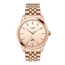 Timex Analog Watch For Women With Rose Gold Round Dial & Rose Gold Stainless Steel Bracelet Band Water Resistant Women’S Wrist Watches – Twel13102