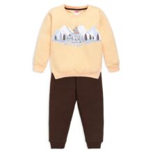 LuvLap Baby Girls Full Sleeve Sweatshirt & Pyjama Set Pack Of 1, Cotton Rich Fleece, Mango, M (3 to 6 Months)