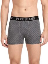 Pepe Jeans Elasticated Printed Green Nylon Regular Fit Black Gold Sport Collection Trunk Innerwear, Underwear For Men – L (Pack Of 1)