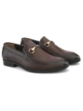 San Frissco Men’s Loafers Horsebit Shoes for Men | Buckle Slip-On Textured Moccasins for Office & Formal Wear with Soft Cushioned Insole Stylish, Comfortable & Durable Footwear – 8(Brown) SB 6009
