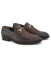San Frissco Men’s Loafers Horsebit Shoes for Men | Buckle Slip-On Textured Moccasins for Office & Formal Wear with Soft Cushioned Insole Stylish, Comfortable & Durable Footwear – 8(Brown) SB 6009