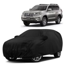 Sulfar 100% Water Resistant Car Body Cover Compatible with Mirror & Antenna Pockets for Toyota Land Cruiser (Triple Stitched, Full Bottom Elastic, Black)