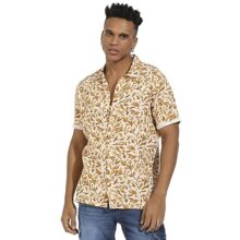 CAHOOT Men’s Brown Foliage Strokes Shirt for Casual Wear | Spread Collar | Short Sleeve | Button Closure | Cotton Shirts Crafted with Comfort Fit for Everyday Wear (XL)