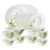 Larah by Borosil Green Herbs Opalware Dinner Set, 28 Pcs, White