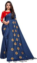 Avaki Embroidered Bollywood Silk Blend Saree(Dark Blue)