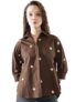 High Star Women Embroidered Oversized Spread Collar Long Sleeves Cotton Shirts