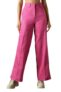 High Star Women Solid Regular Length Wide Leg Stretchable Trousers Magenta