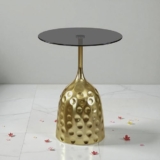 The Attic Bellona Gold Hammered End Table Luxury Metal,Golden
