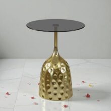 The Attic Bellona Gold Hammered End Table Luxury Metal,Golden