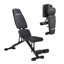 Amazon Basics 15-Level Adjustable & Foldable Multipurpose Gym Bench for Full Body Workout | with Leg Support | High Density Cushioning | 350kg Load Capacity | Alloy Steel Frame | Black