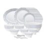 Larah By Borosil – Tiara Series, Pulse, 44 Pcs, Opalware Dinner Set, White
