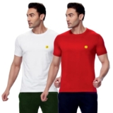 Amul Comfy Men’s Multicolour Cotton Plain Round Neck Half Sleeve T-Shirts – Pack of 2