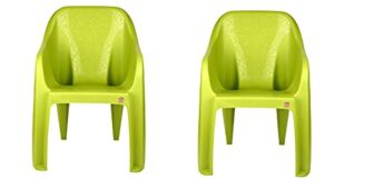 Cello Dynamo Cafeteria Plastic Set Of 2 Chairs, Green, 21 * 31 Inches (Clo_Dynamo_So2_Green)
