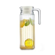 Agaro Elegant Glass Jug With Lid, 1.1L, Multipurpose Jug, Easy Pour Spout & Strong Handle, Transparent Beverage Carafe For Home, Office, Pitcher For Serve Water, Milk, Juice, Beverage, Lassi, Cocktail