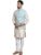 SOJANYA (Since 1958 Men’s Silk Blend Cream Kurta and Of-White Pyjama With Blue Nehru Jacket